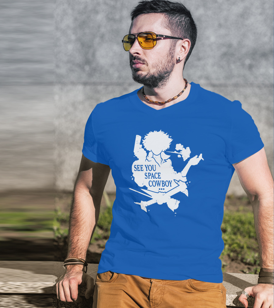 SEE YOU SPACE COWBOY Spike Silhouette Smoking Scene T-Shirt