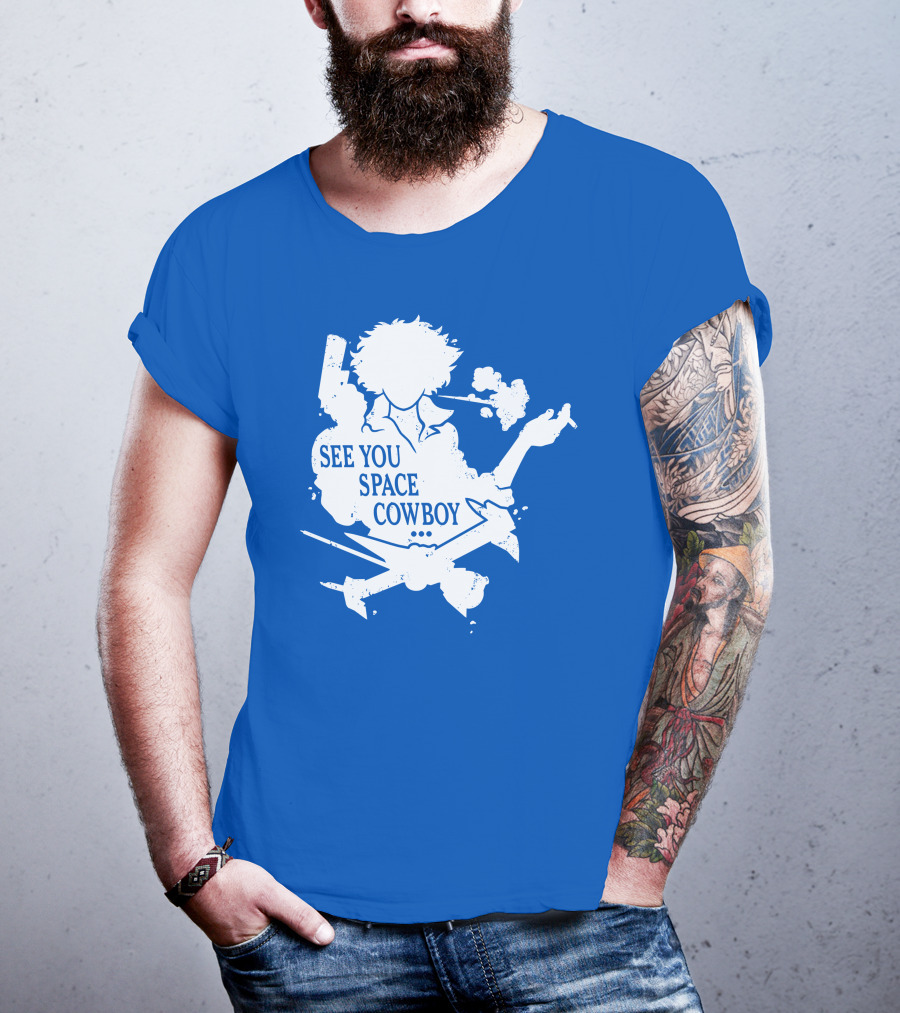SEE YOU SPACE COWBOY Spike Silhouette Smoking Scene T-Shirt