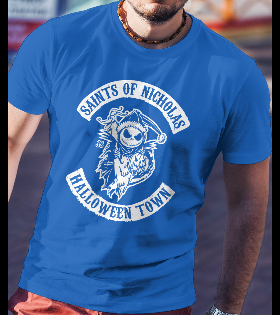 Saints Of Nicholas Halloween Town Jack Skellington Santa Crossover T-Shirt