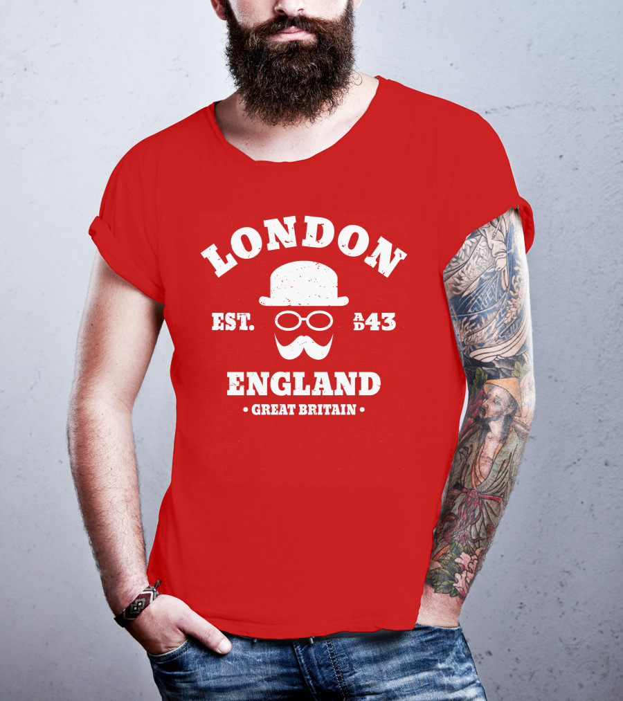 London England Est. AD 43 Great Britain Hipster Bowler Hat T-Shirt