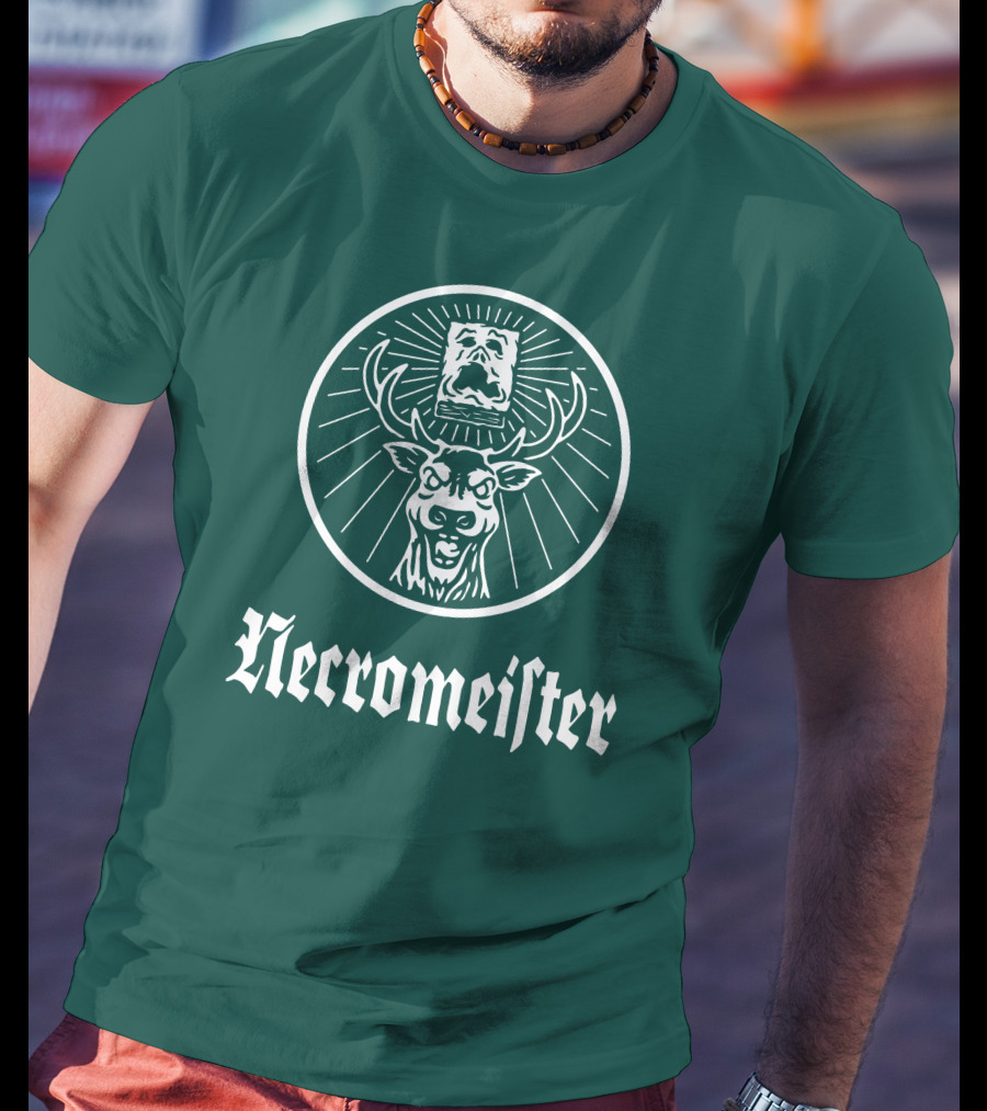 Necromeister Deer Antlers Sunburst Skull T-Shirt