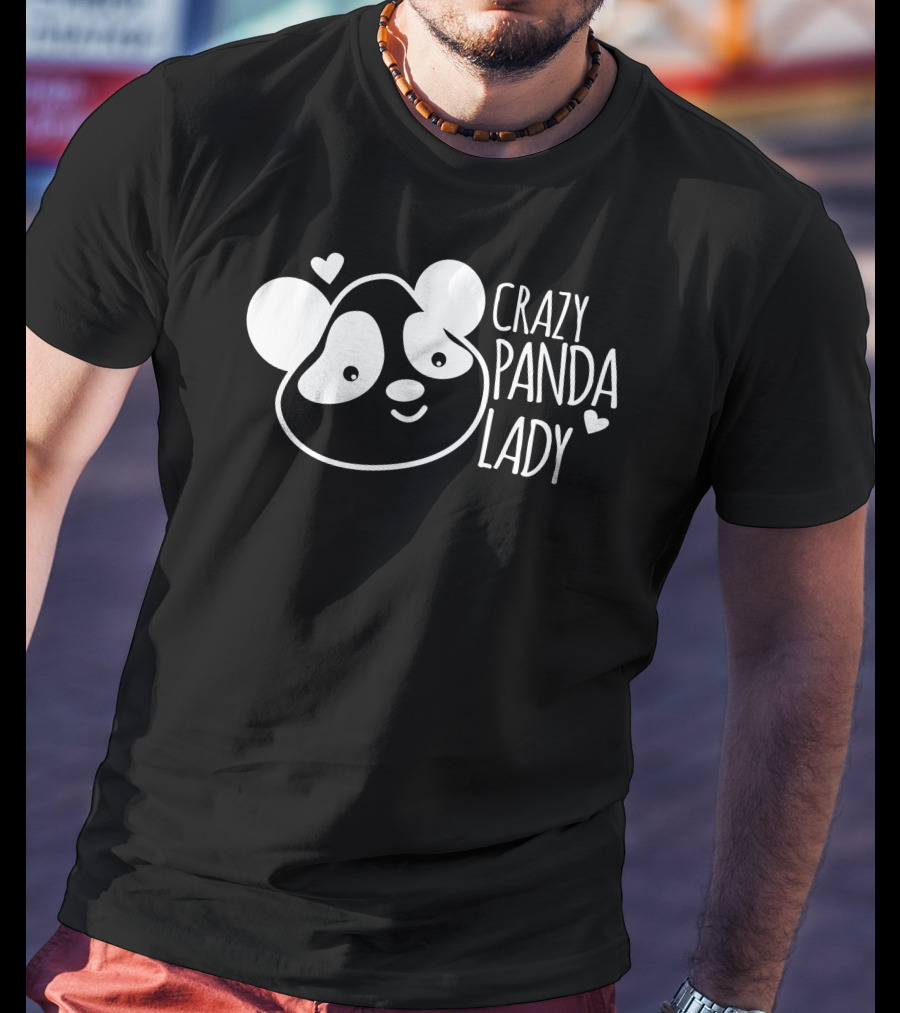 CRAZY PANDA LADY Heart T-Shirt