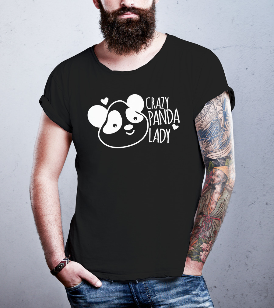 CRAZY PANDA LADY Heart T-Shirt