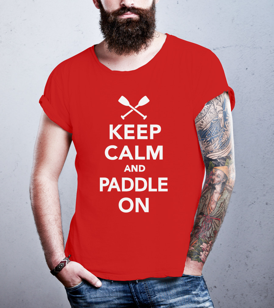 Keep Calm And Paddle On With Crossed Paddles Icon T-Shirt