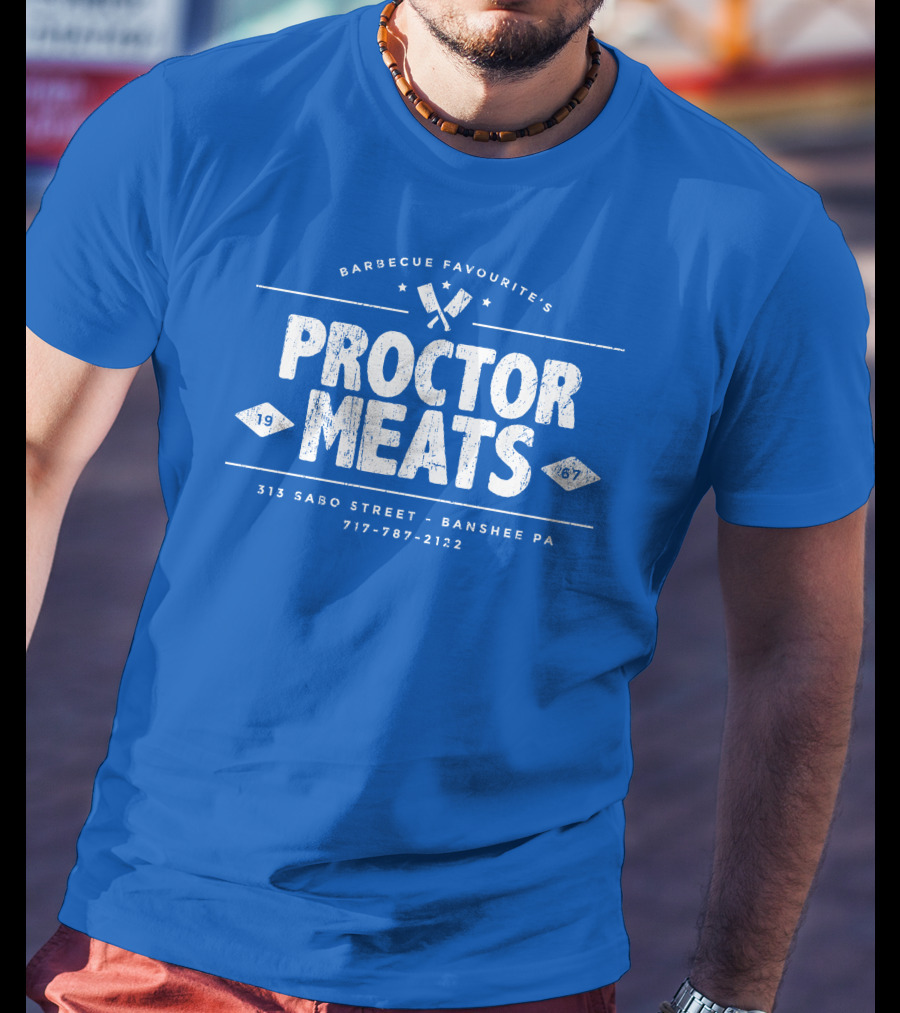BARBECUE FAVOURITE'S PROCTOR MEATS 313 SABO STREET BANSHEE PA 717-787-2122 1967 WORN LOOK T-Shirt