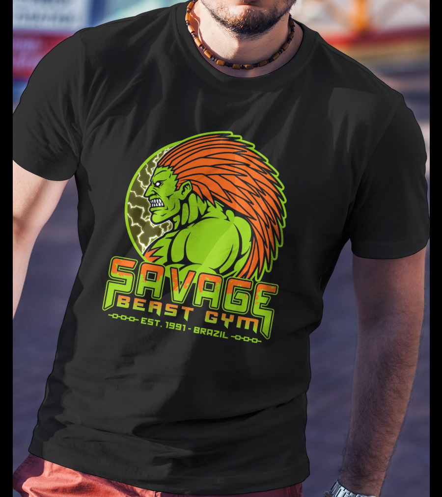 Savage Beast Gym Est. 1991 Brazil Green Monster With Orange Hair T-Shirt