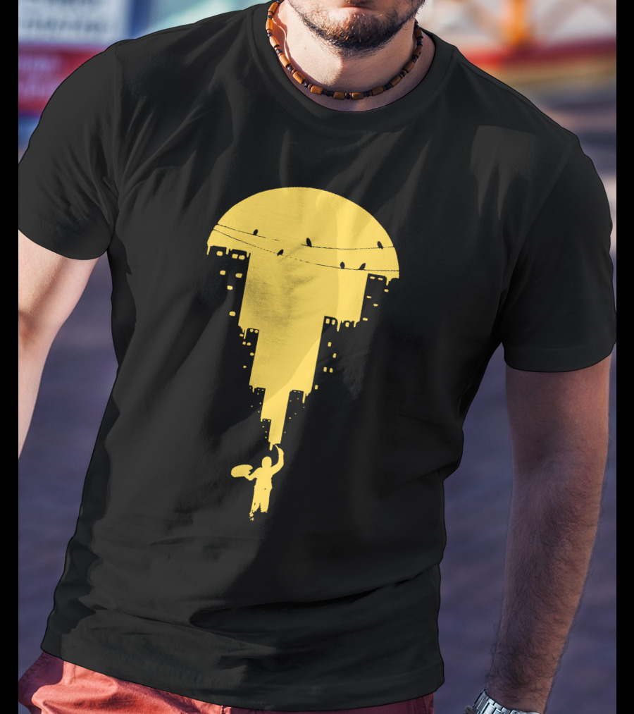Paint It Orange Dripping Skyline With Birds T-Shirt