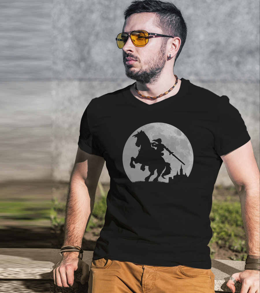 Moonlight Ride Shadow Knight Under Full Moon T-Shirt