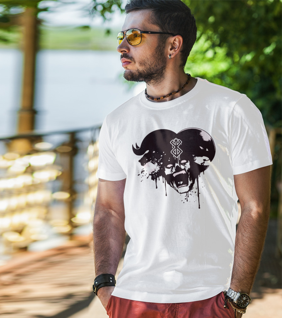 HELL DEMON Scream Symbol Dripping Horns T-Shirt
