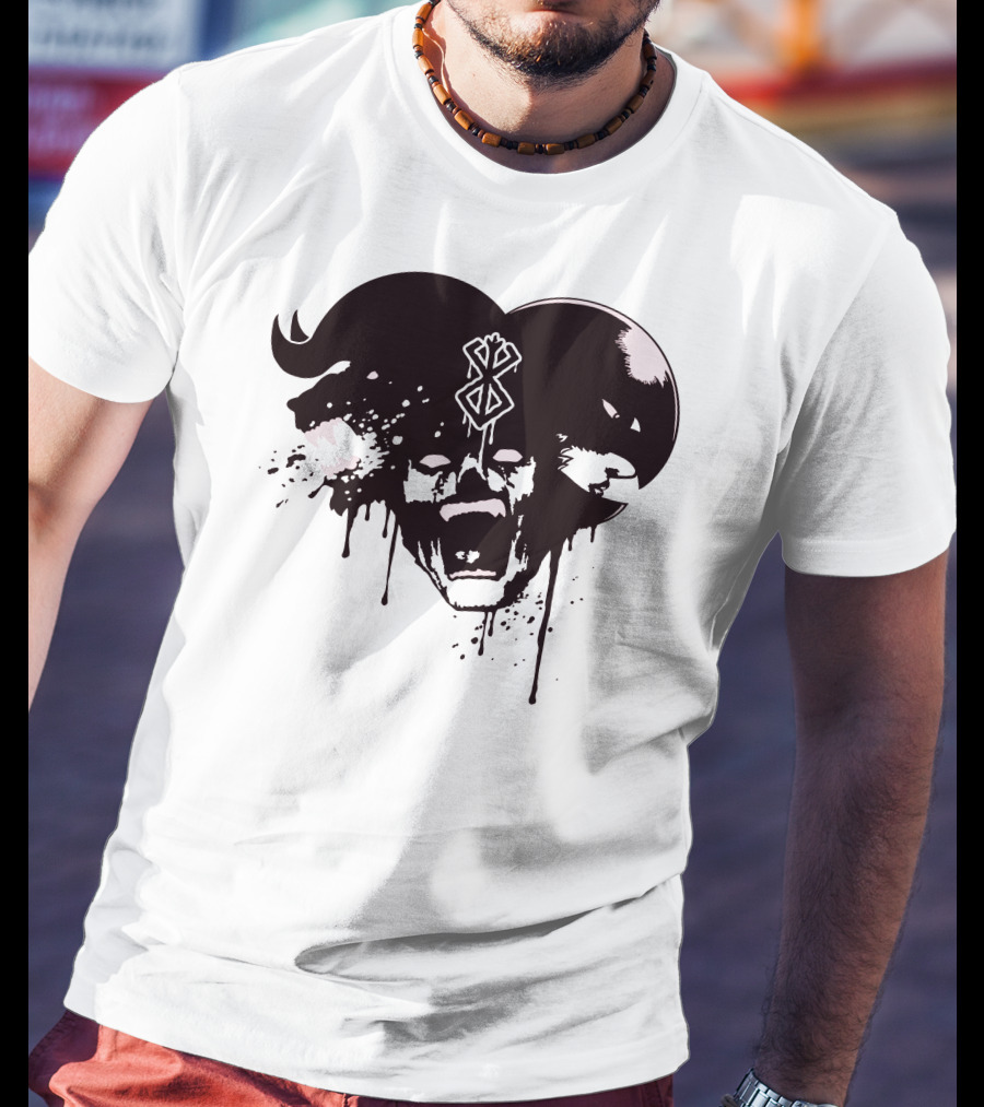 HELL DEMON Scream Symbol Dripping Horns T-Shirt