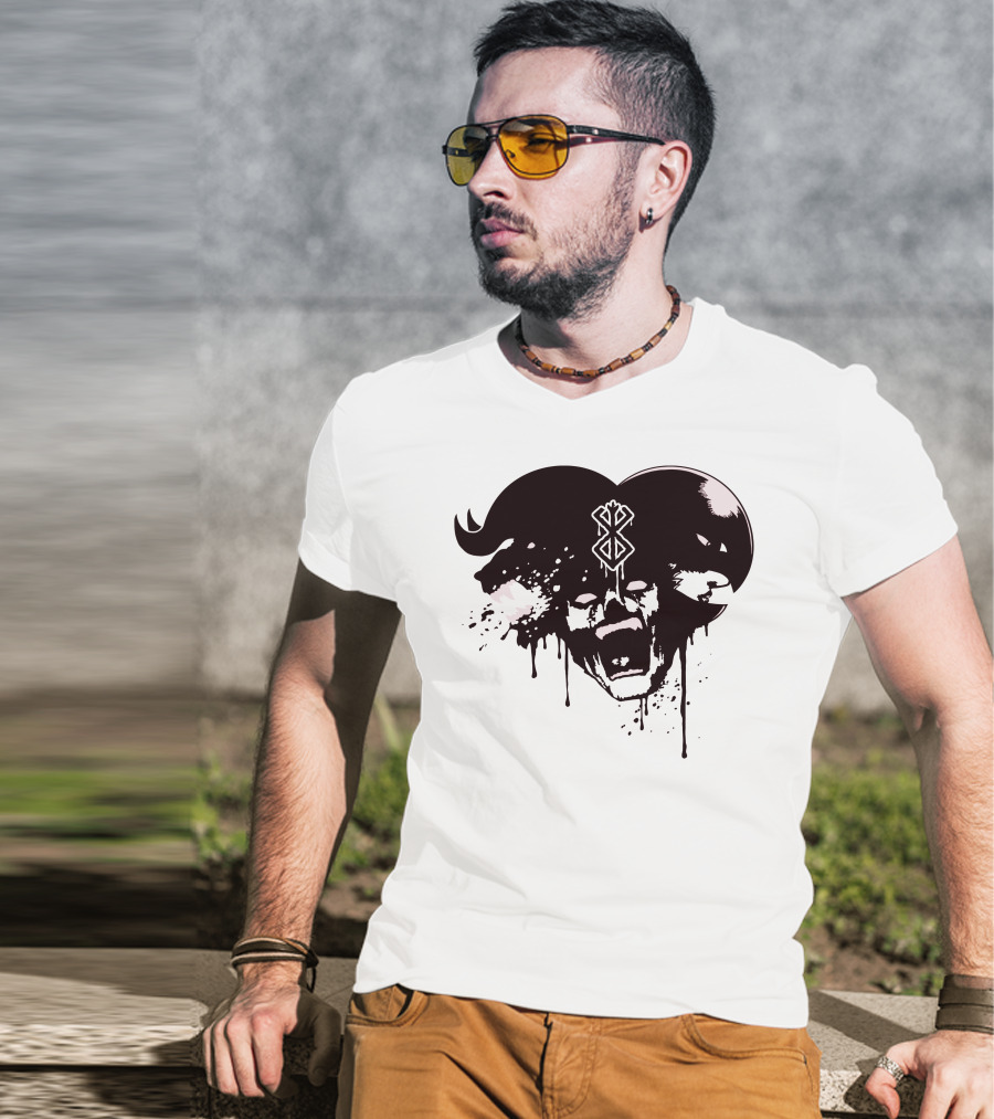 HELL DEMON Scream Symbol Dripping Horns T-Shirt