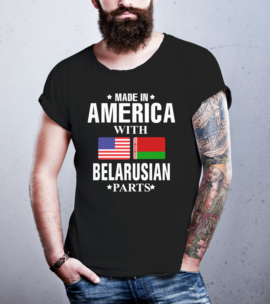 Made IN America With Belarusian Parts USA Belarus Flags T-Shirt
