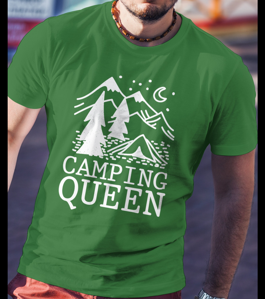 Camping Queen Mountain Tent Moon Forest Adventure T-Shirt