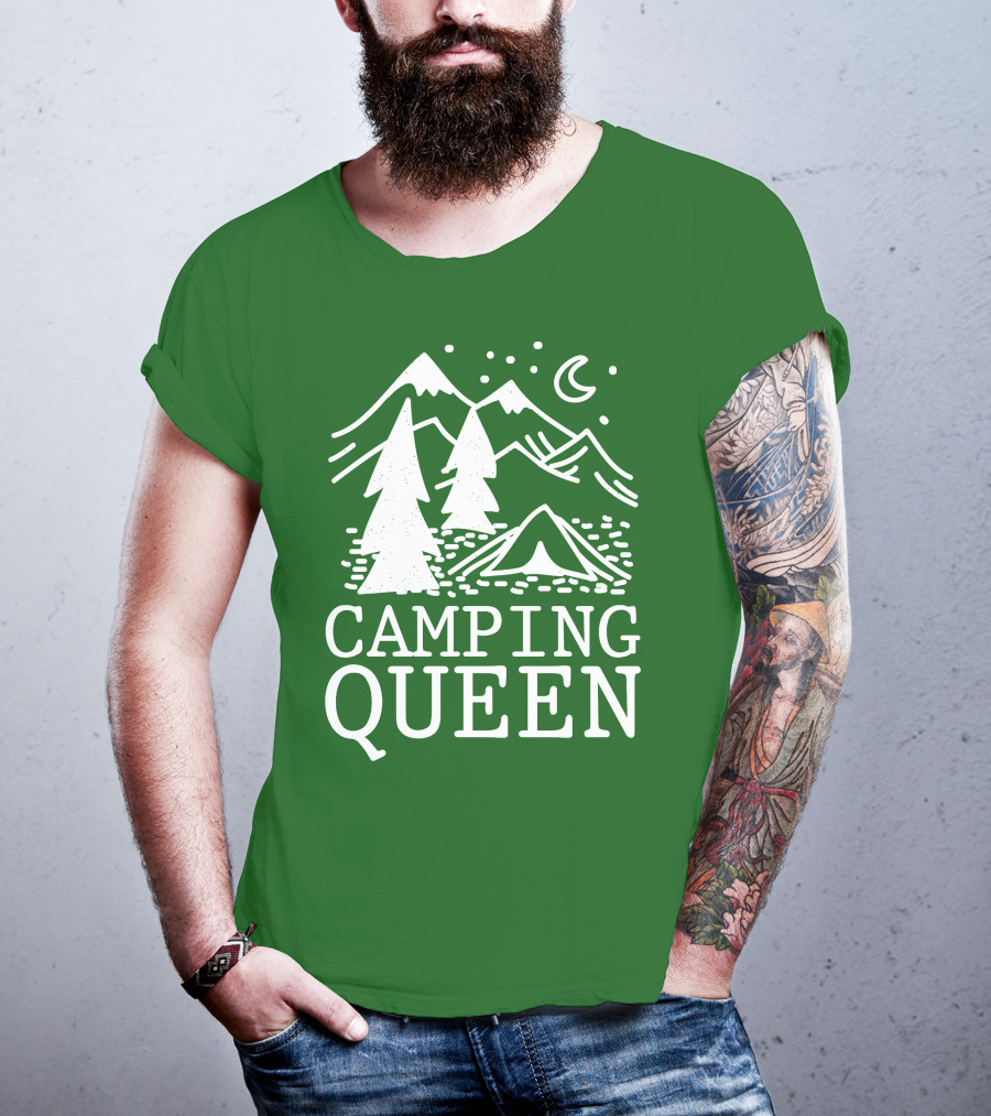 Camping Queen Mountain Tent Moon Forest Adventure T-Shirt