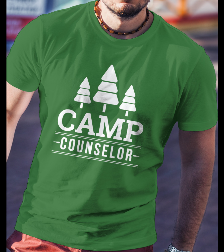 CAMP COUNSELOR Tree Icon Green Background T-Shirt