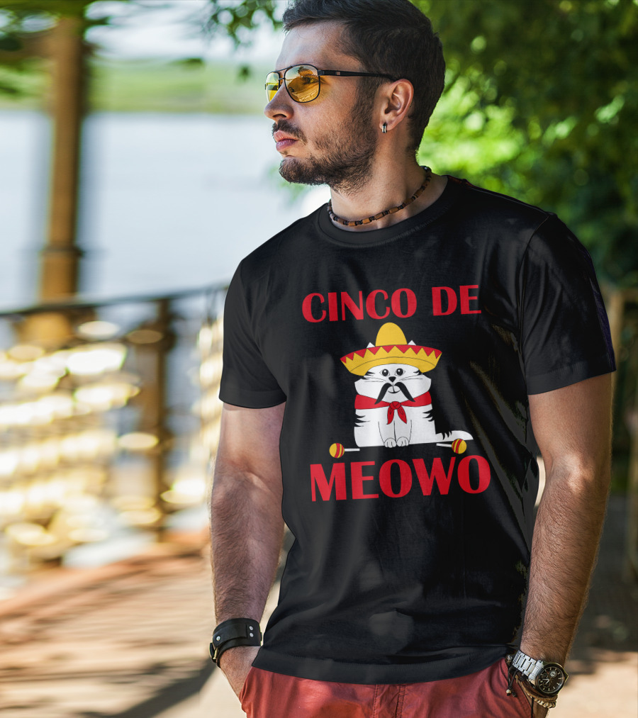 Cinco De Meowo Cat Sombrero And Maracas Cinco De Mayo T-Shirt