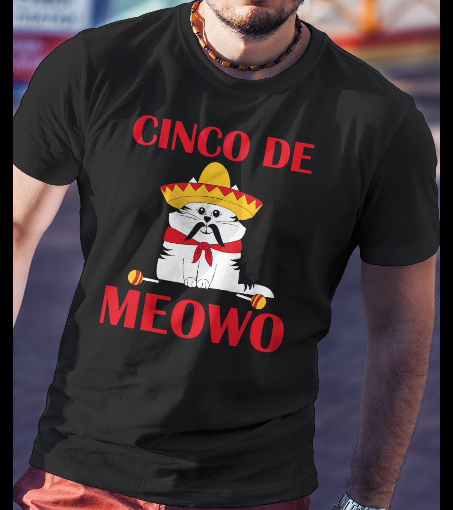 Cinco De Meowo Cat Sombrero And Maracas Cinco De Mayo T-Shirt