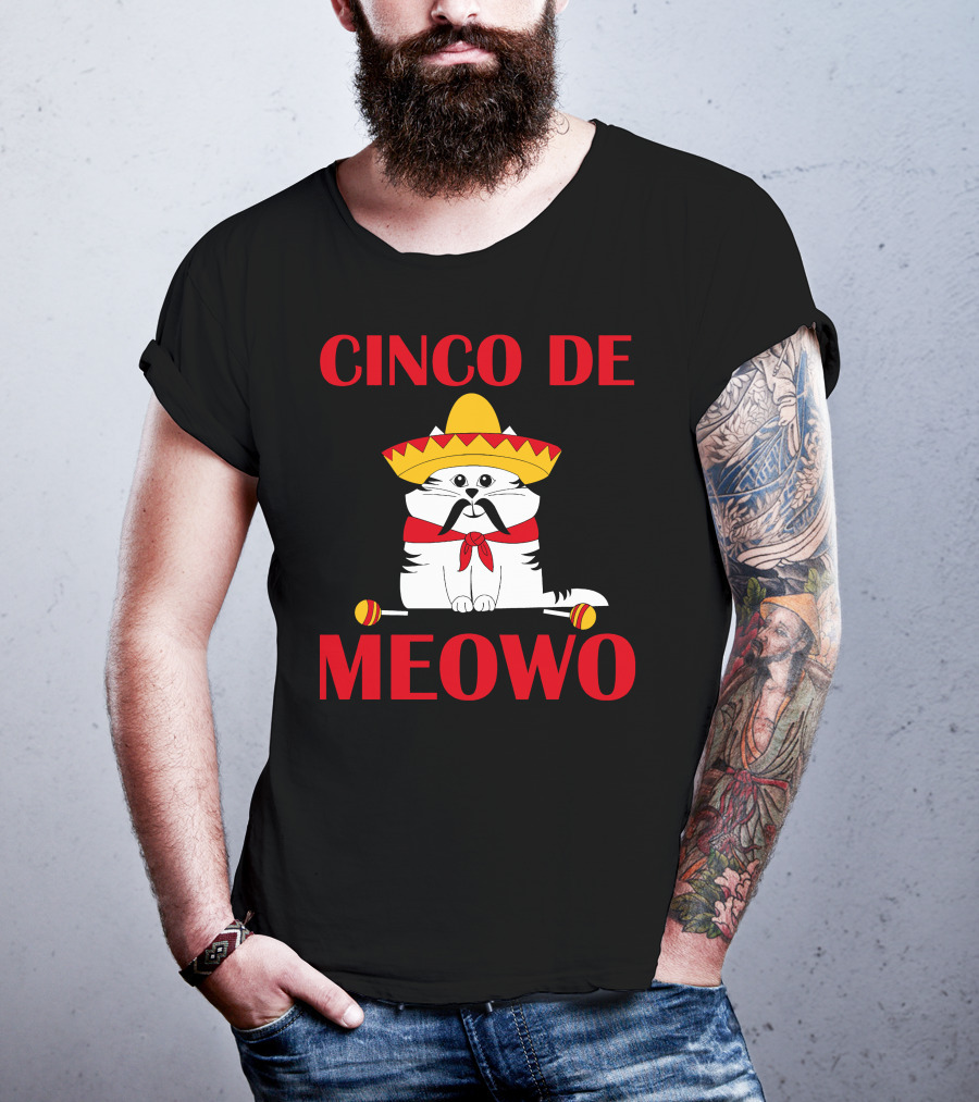Cinco De Meowo Cat Sombrero And Maracas Cinco De Mayo T-Shirt