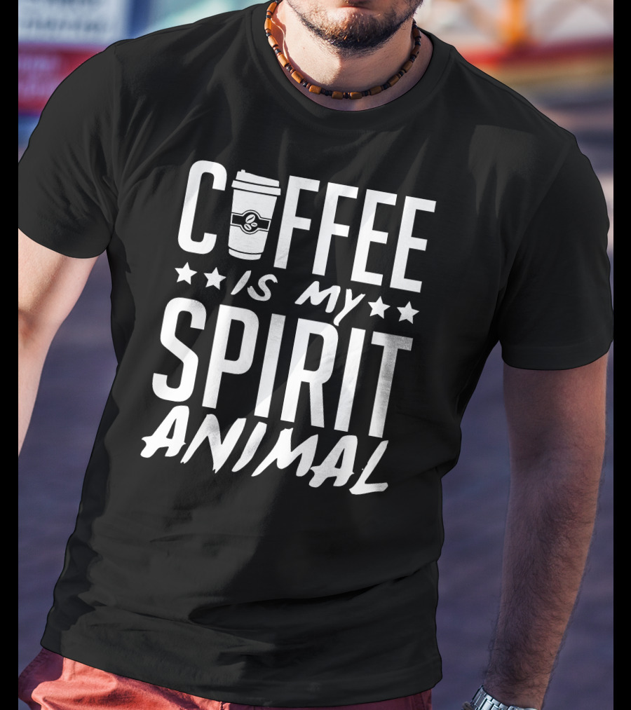Coffee Is My Spirit Animal Coffee Cup Stars T-Shirt