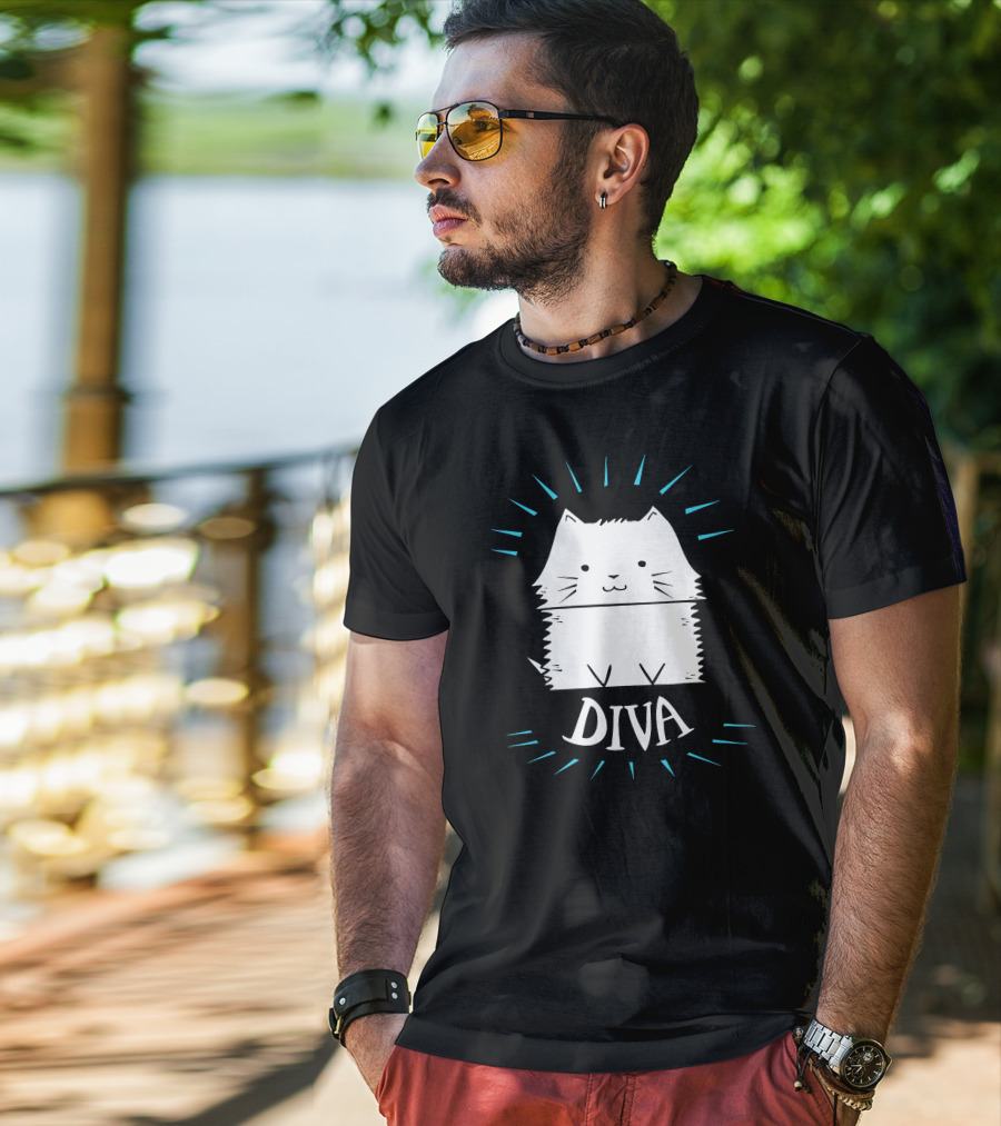 Cat Diva Cute Whiskered Feline T-Shirt
