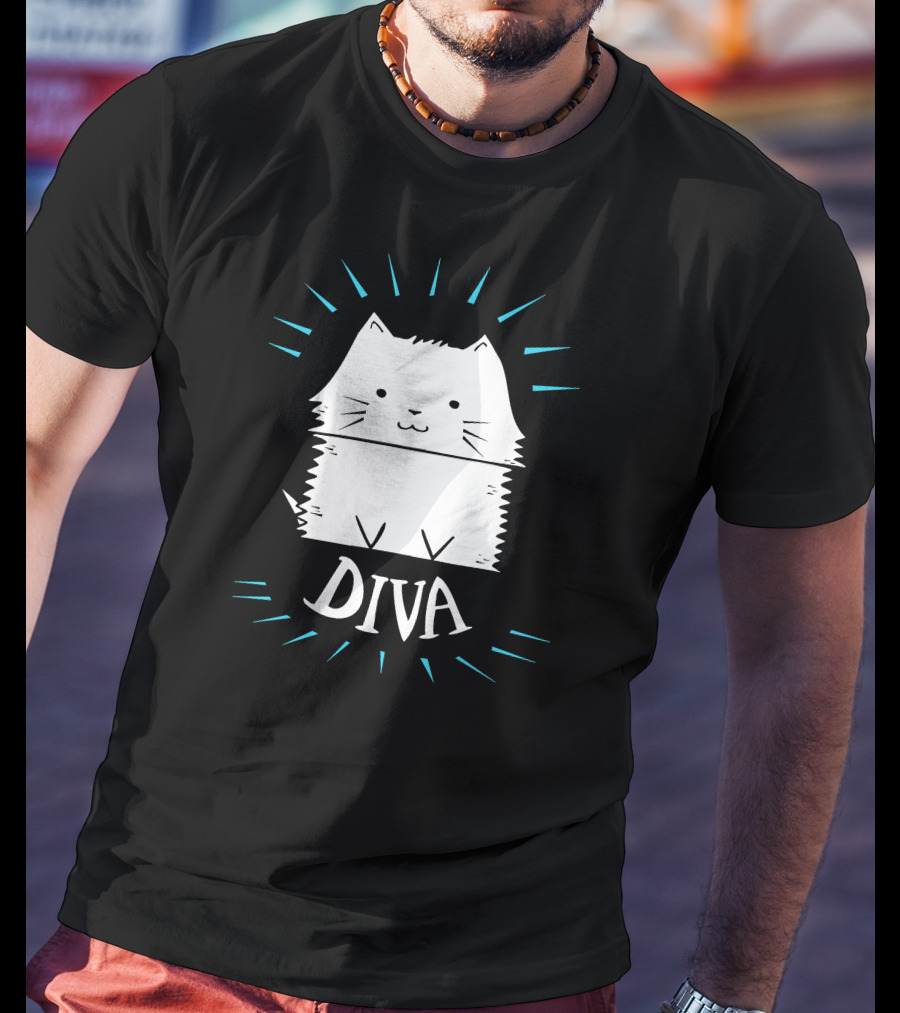 Cat Diva Cute Whiskered Feline T-Shirt