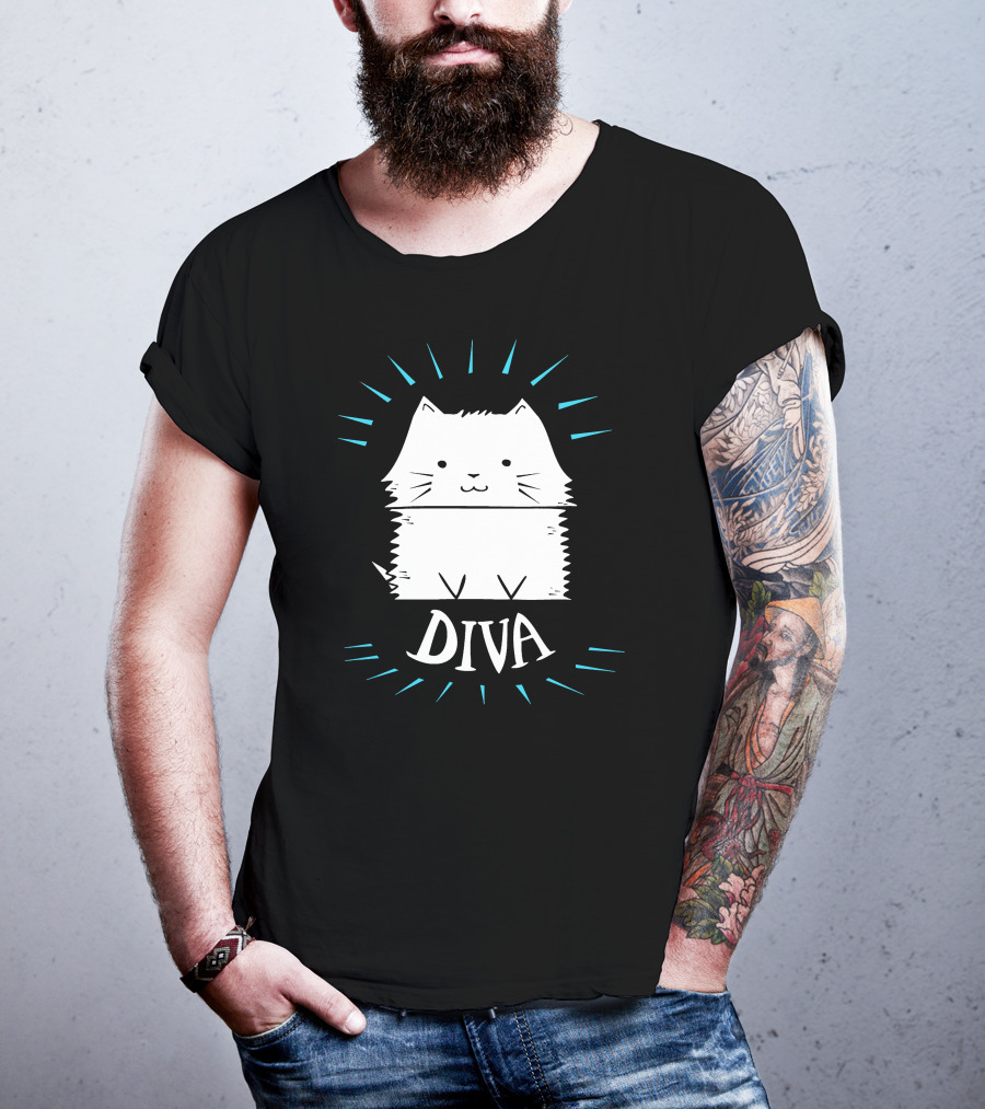 Cat Diva Cute Whiskered Feline T-Shirt