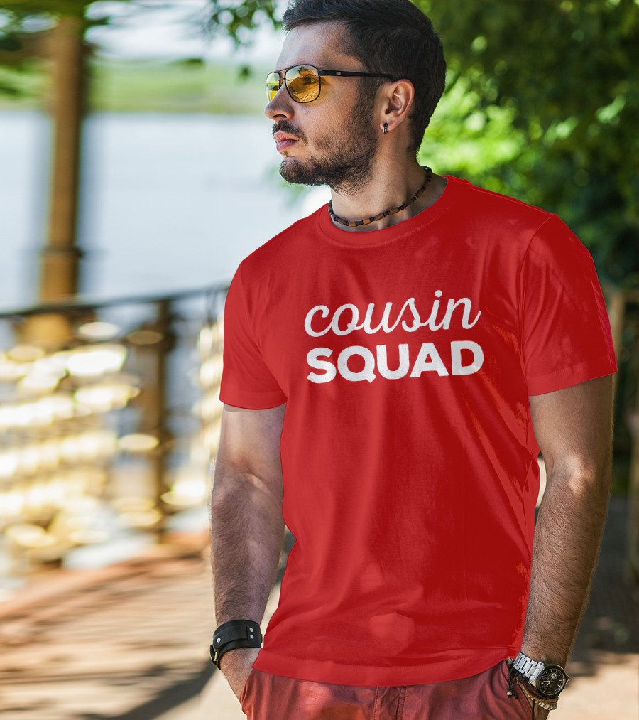 Cousin Squad Red Bold Text Family Team Bonding T-Shirt