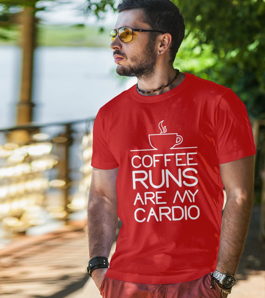Coffee Runs Are My Cardio Cup Icon T-Shirt