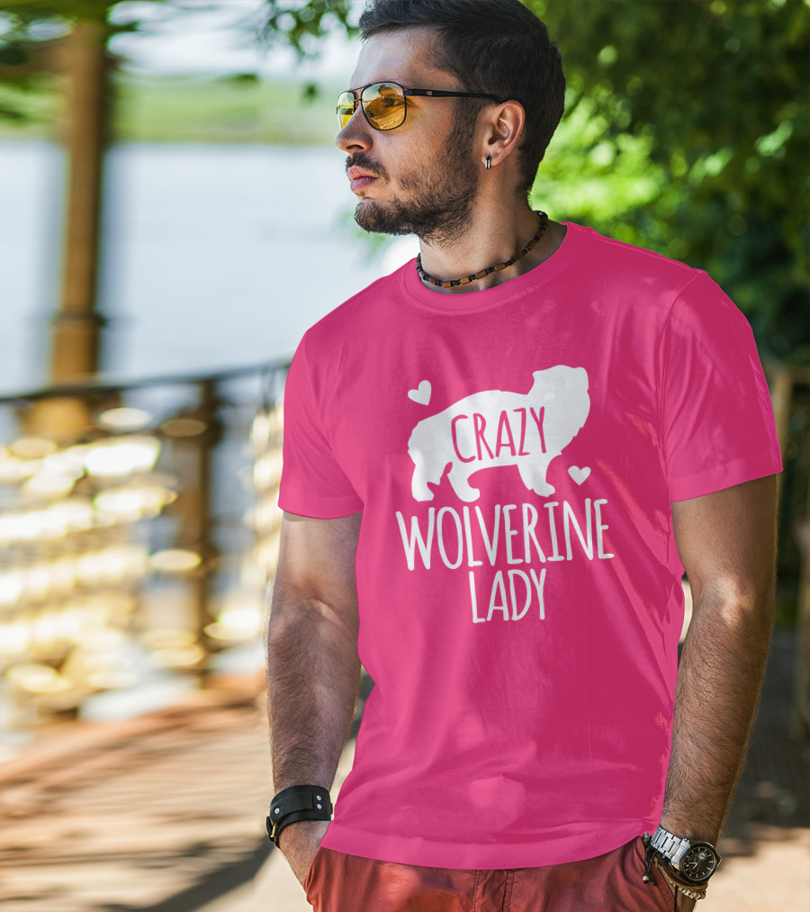Crazy Wolverine Lady Silhouette With Hearts T-Shirt