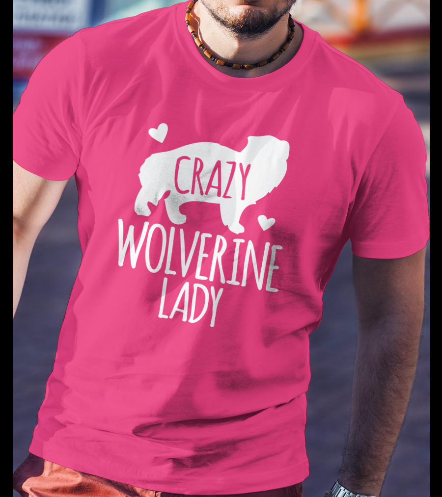 Crazy Wolverine Lady Silhouette With Hearts T-Shirt