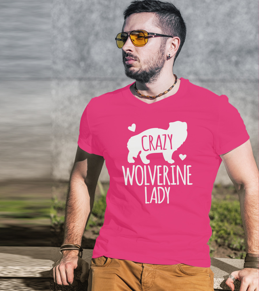 Crazy Wolverine Lady Silhouette With Hearts T-Shirt