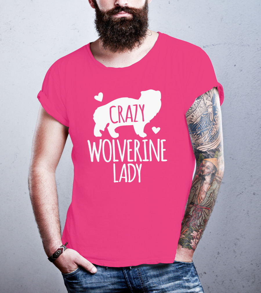 Crazy Wolverine Lady Silhouette With Hearts T-Shirt
