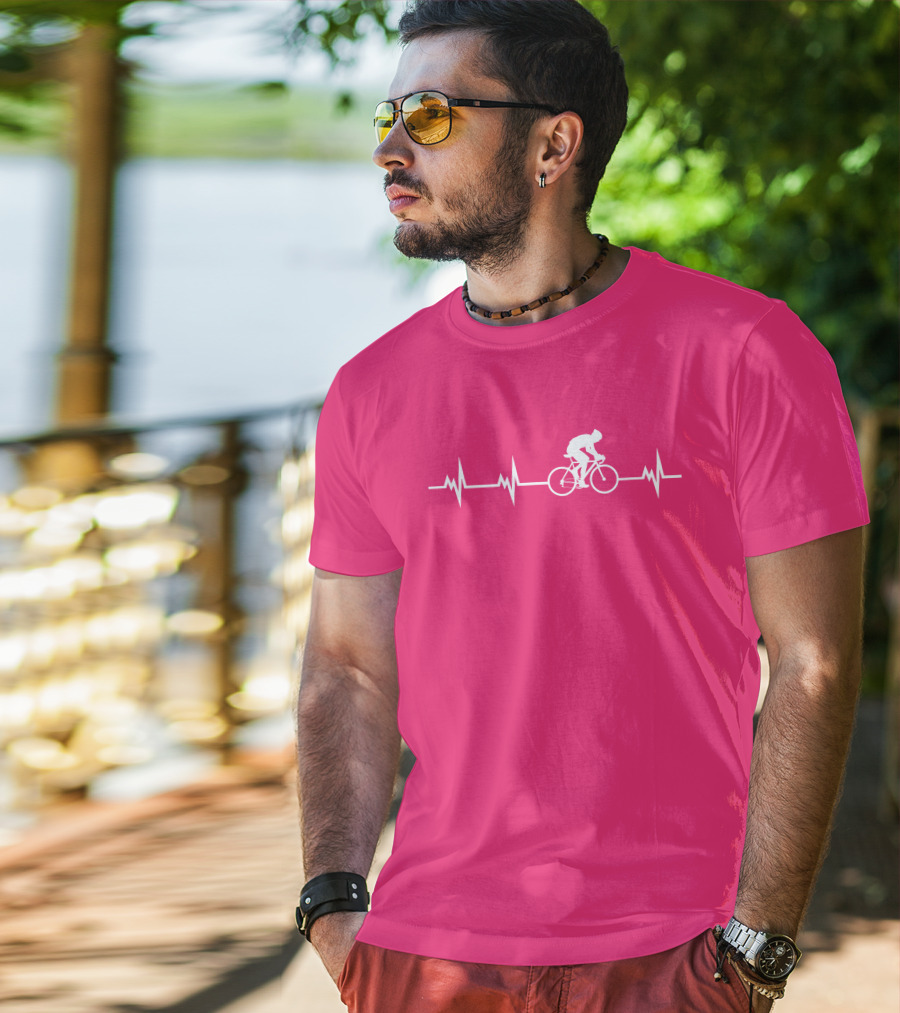 Cycling Heartbeat Bicycle Rider Pulse Line T-Shirt