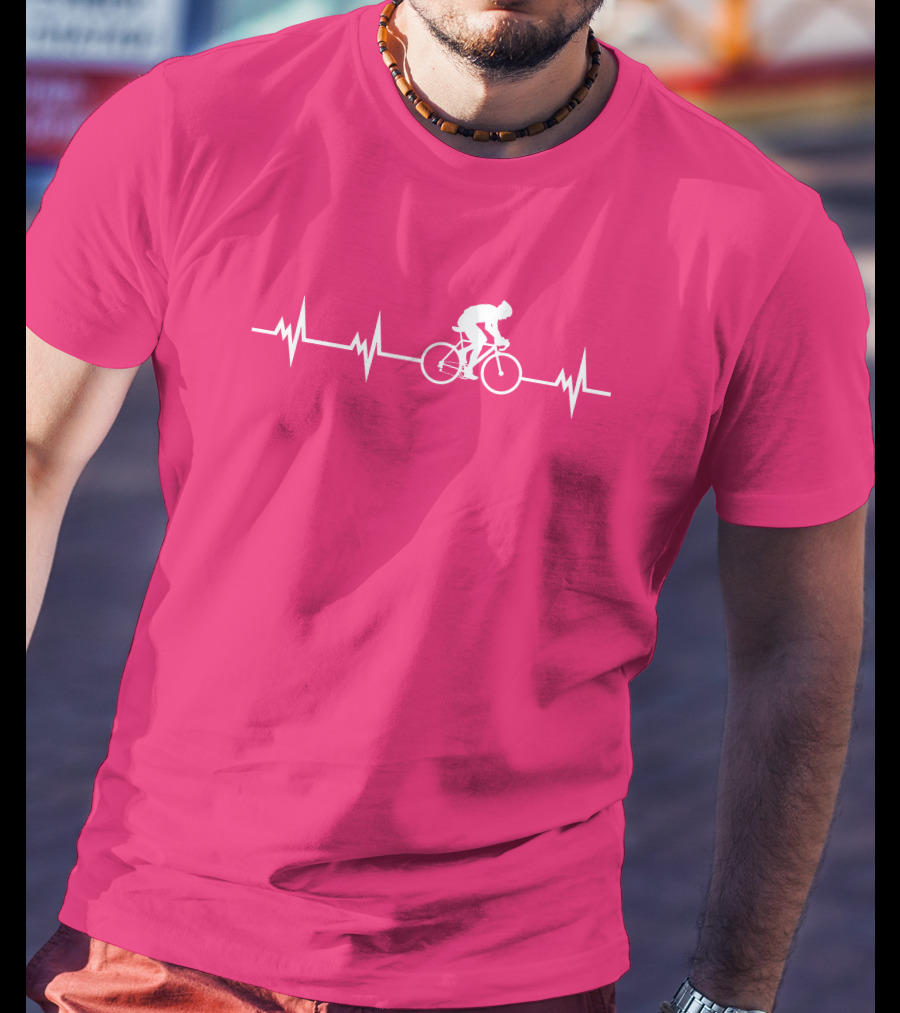 Cycling Heartbeat Bicycle Rider Pulse Line T-Shirt