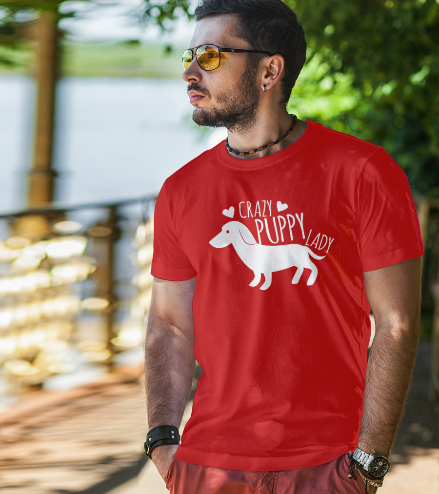CRAZY PUPPY LADY Dachshund Heart T-Shirt