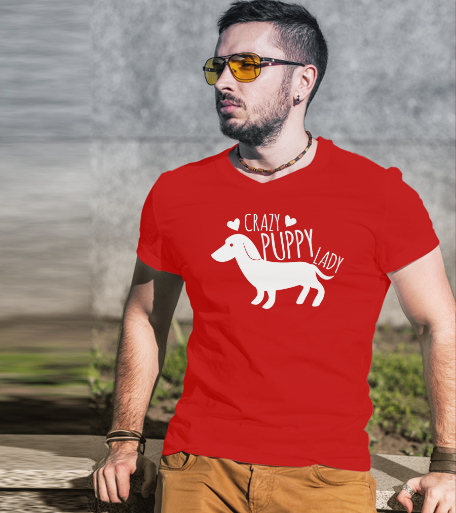 CRAZY PUPPY LADY Dachshund Heart T-Shirt