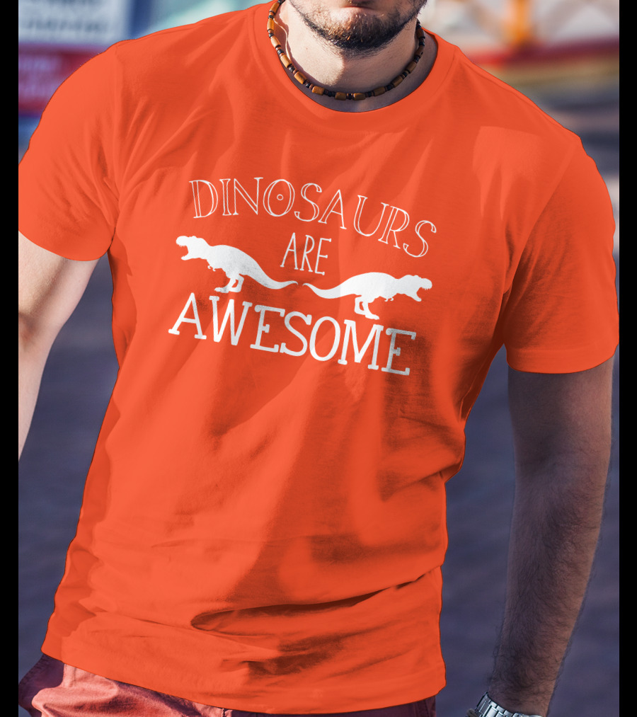 Dinosaurs Are Awesome T-Rex White Text T-Shirt