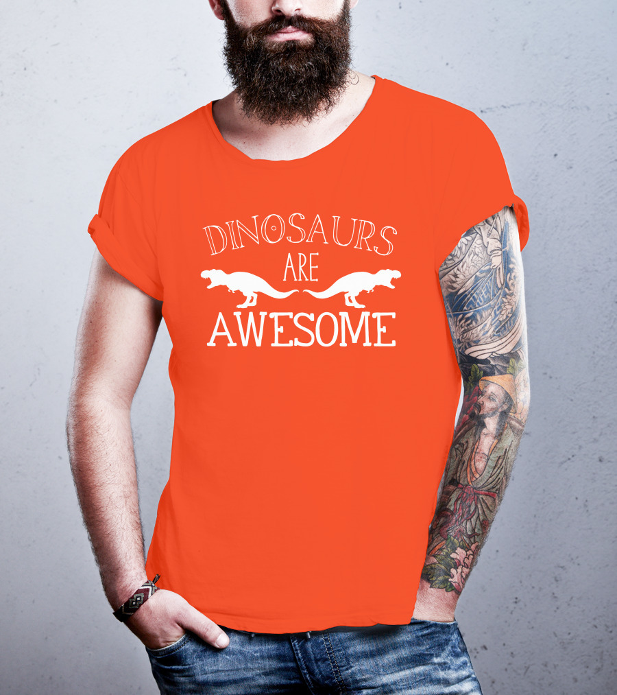 Dinosaurs Are Awesome T-Rex White Text T-Shirt