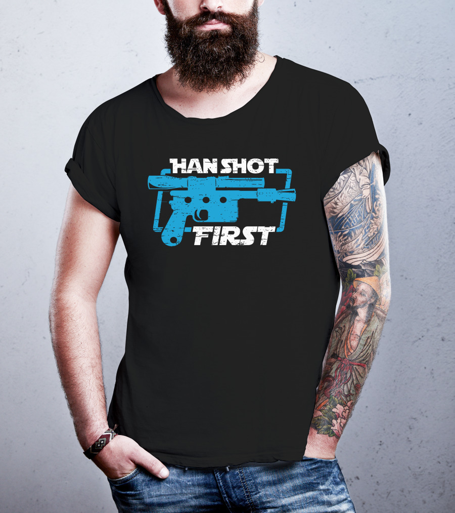 Han Shot First Blue Blaster T-Shirt