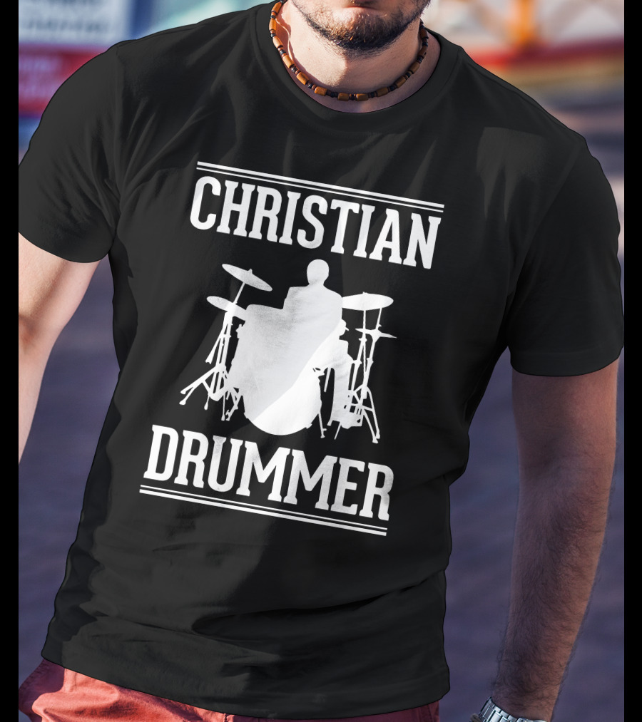 Christian Drummer Silhouette With Drum Set T-Shirt