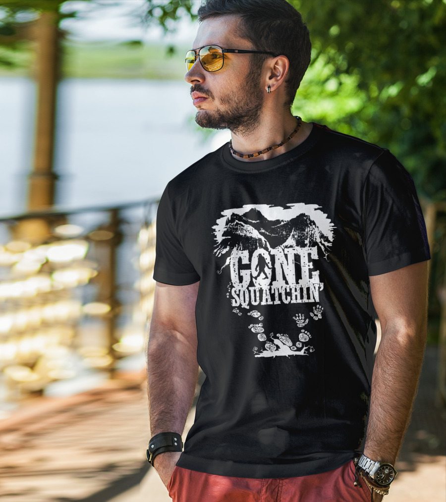 Gone Squatchin' Mountain And Footprint Adventure T-Shirt