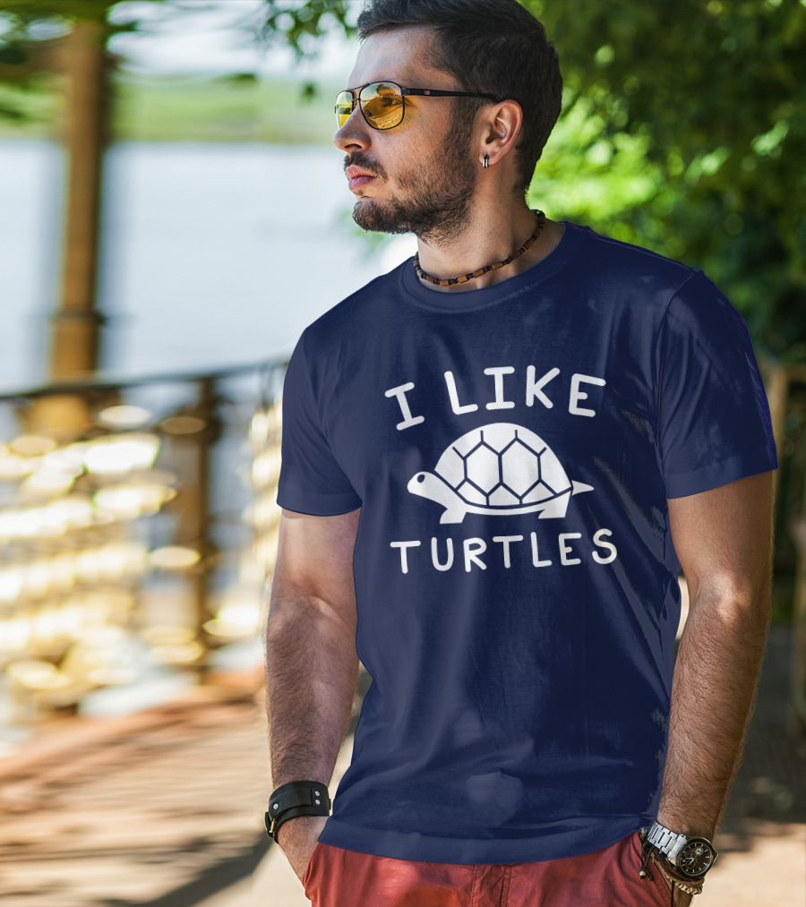 I Like Turtles Funny Tortoise Lover Geometric T-Shirt