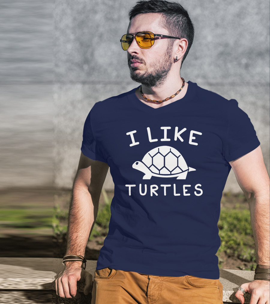 I Like Turtles Funny Tortoise Lover Geometric T-Shirt