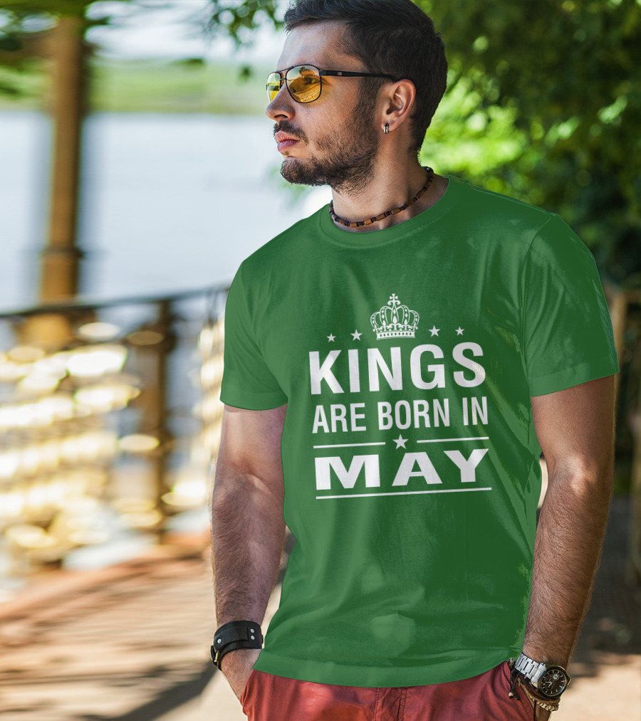 Kings Are Born In May Crown Stars T-Shirt