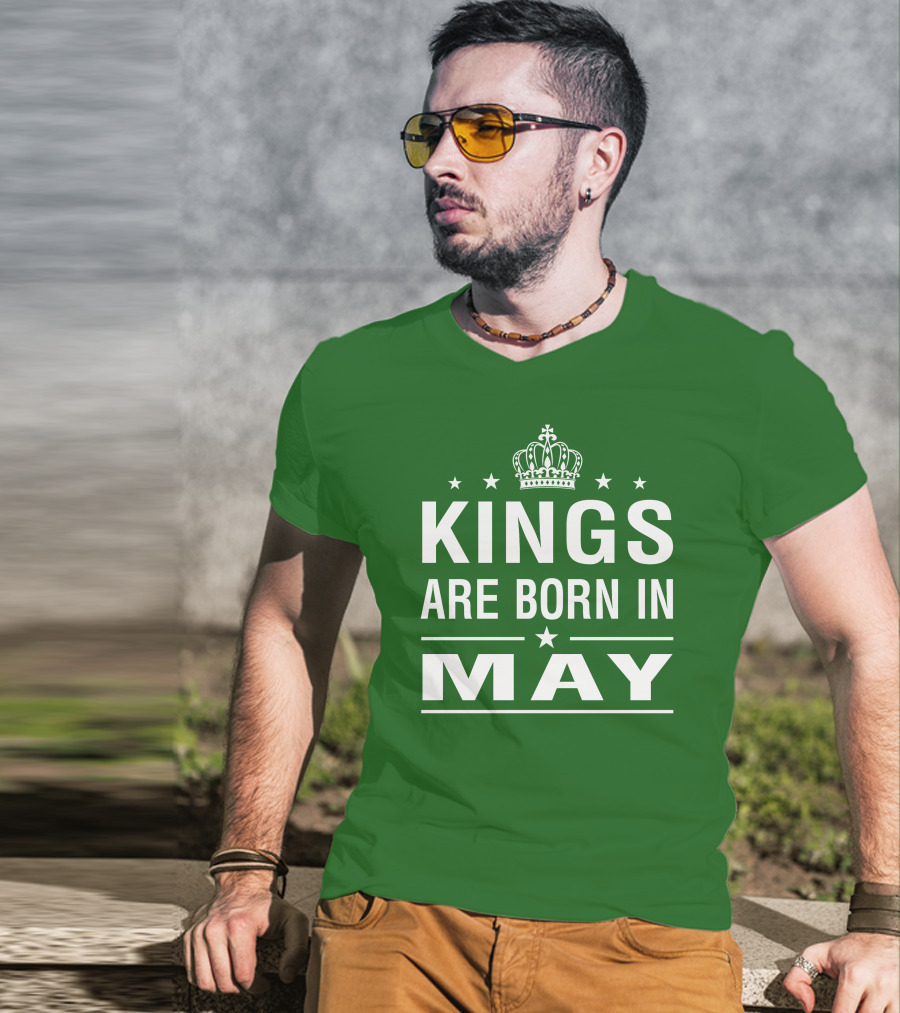 Kings Are Born In May Crown Stars T-Shirt