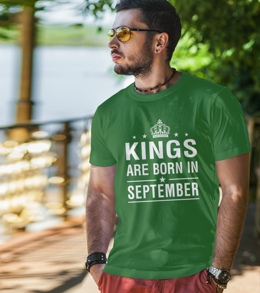 Kings Are Born In September Crown And Stars T-Shirt