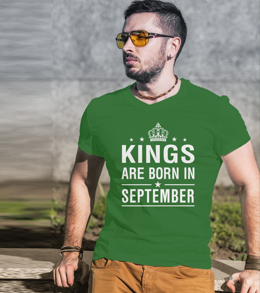 Kings Are Born In September Crown And Stars T-Shirt