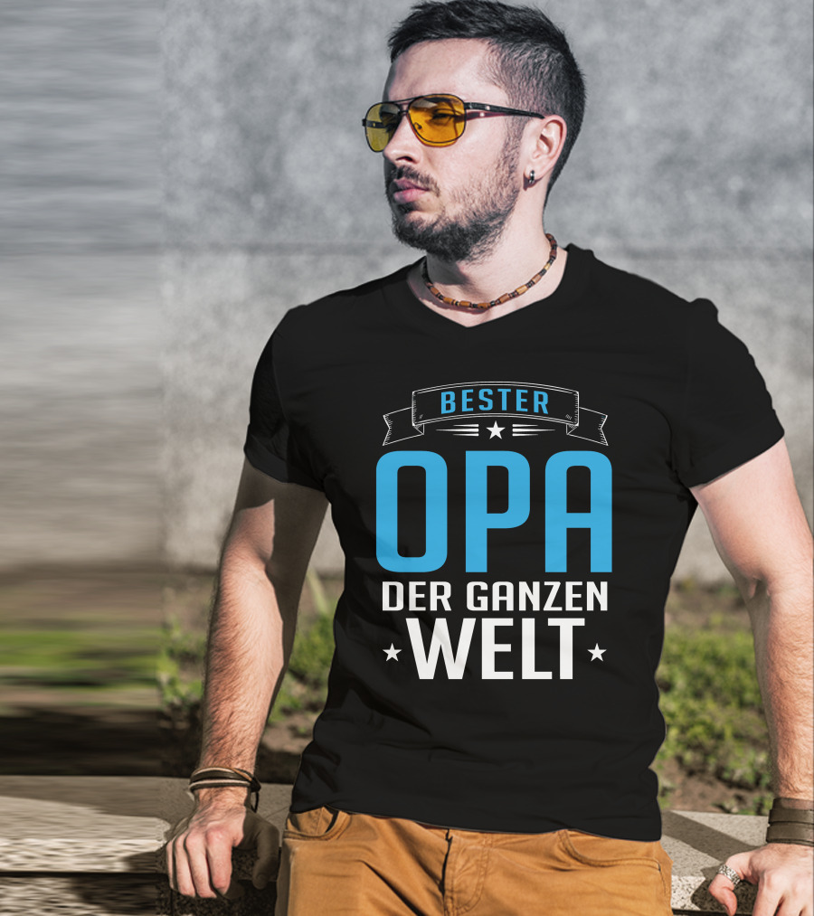 Bester Opa Der Ganzen Welt Stars Banner T-Shirt