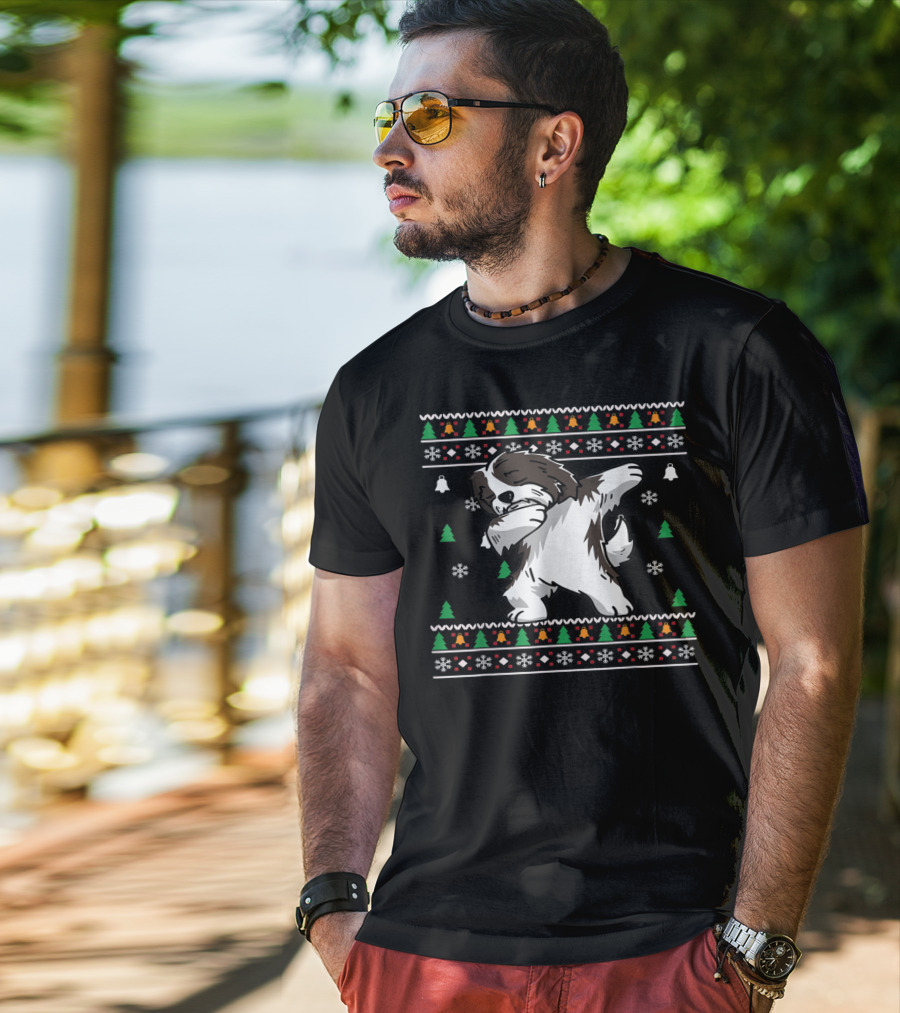 Funny Mens Havanese Christmas Dabbing Holiday T-Shirt