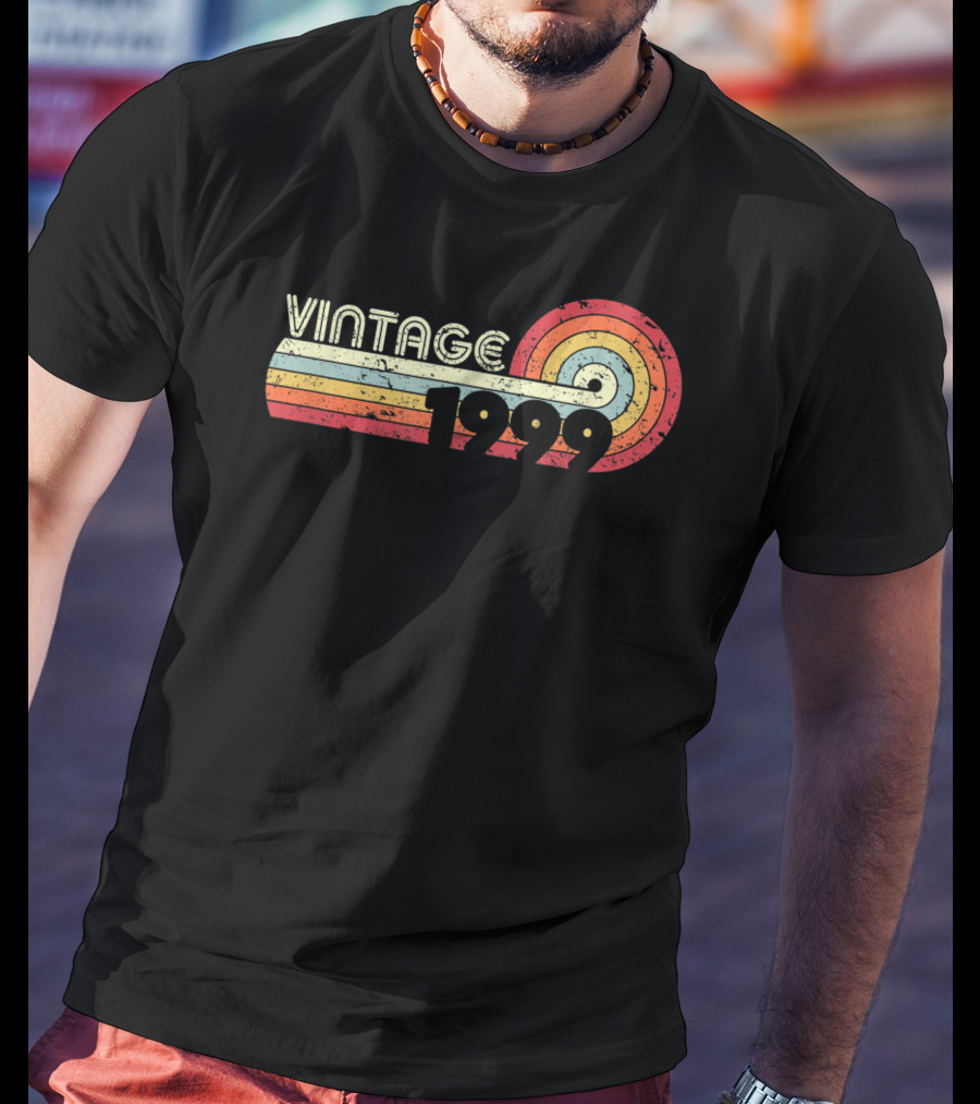 Vintage 1999 Retro Colorful Circle Stripes T-Shirt